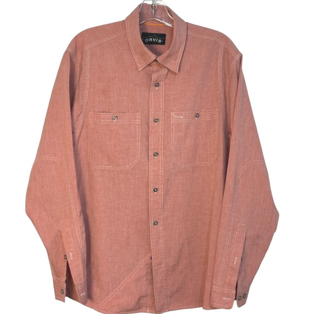 Orvis‎ Button Down Shirt Long Sleeve Chest Pockets Work Casual Outdoor Red M